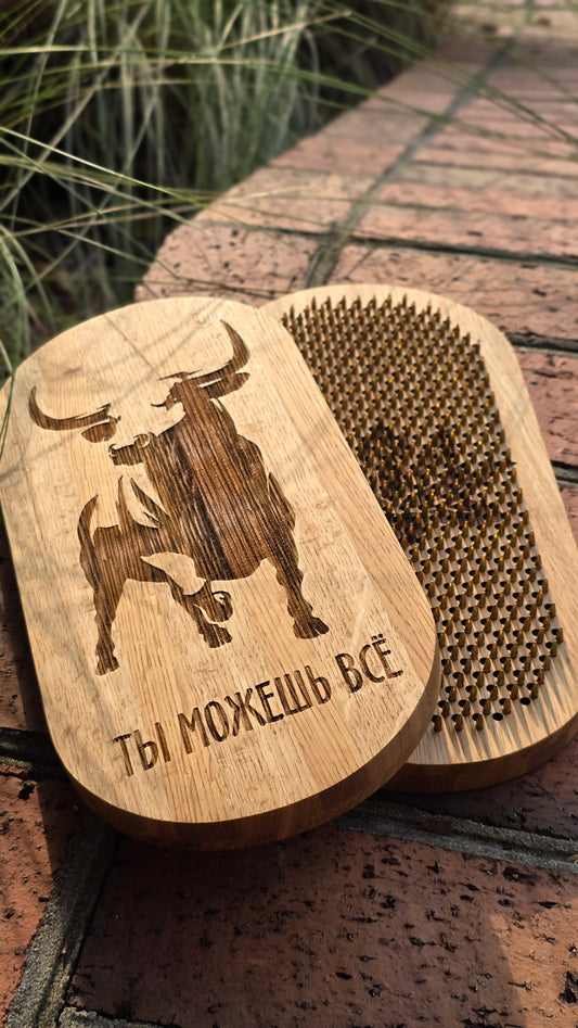 Sadhu Nail Board. Advanced level - 8 mm. Dynamic. Oak. "Bull".